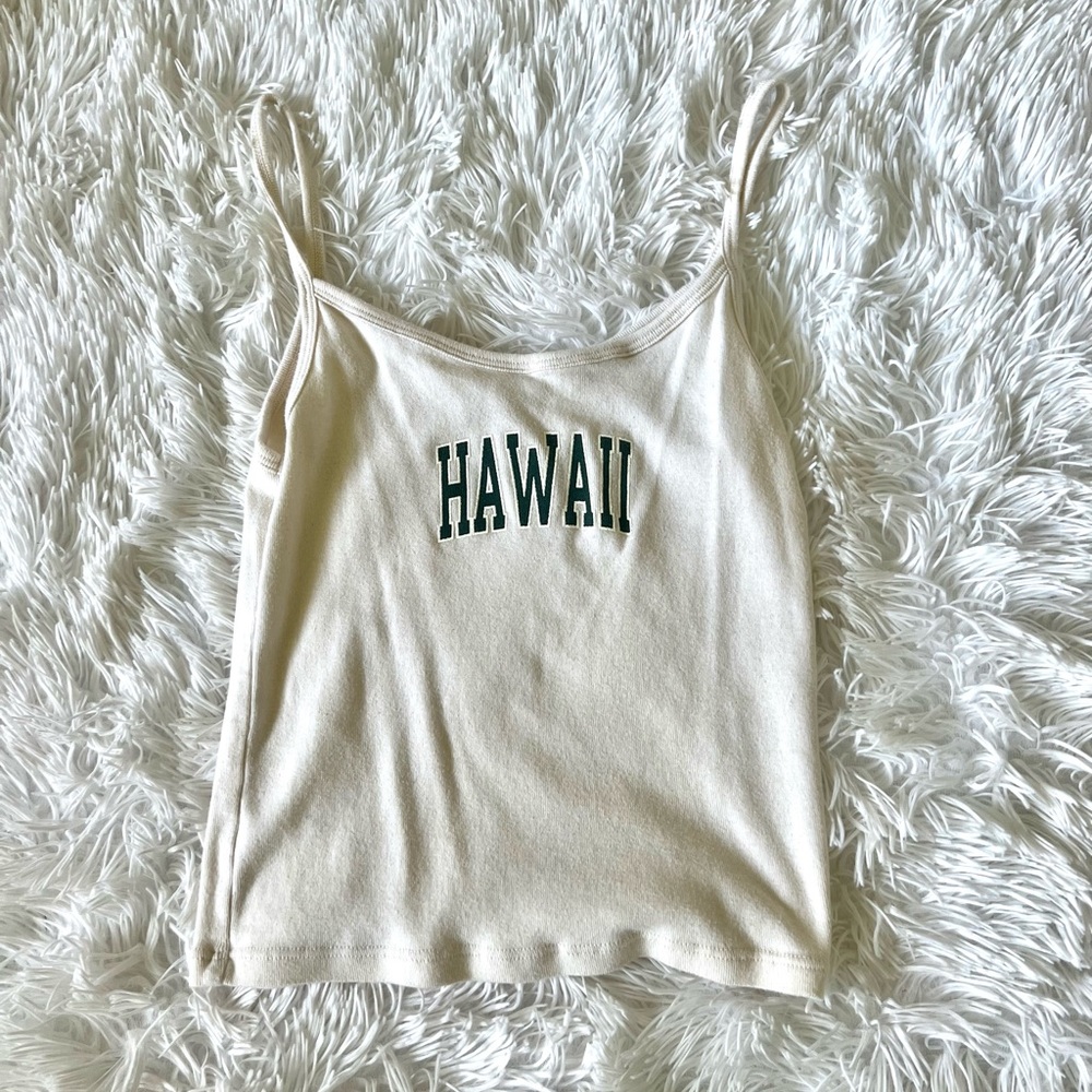 ‘Hawaii’ Tan Spaghetti Strap Cropped Tank